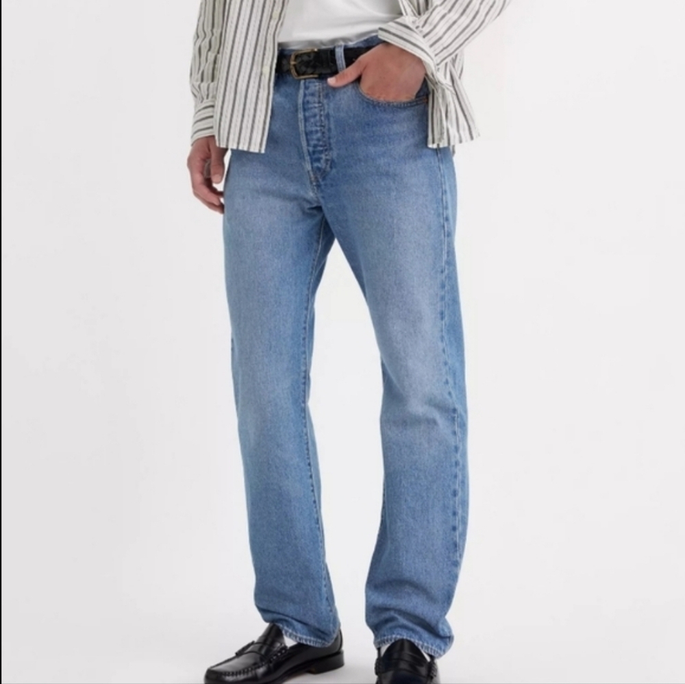 Levi's Mens 90s 501 Straight Leg Jean Medium Wash Blue Denim Button Fly 36 X 34